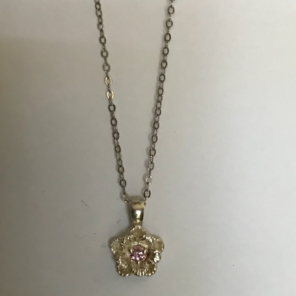 Sophia Fiori Pink Sapphire Kelani Flower Necklace - Picture 7 of 8